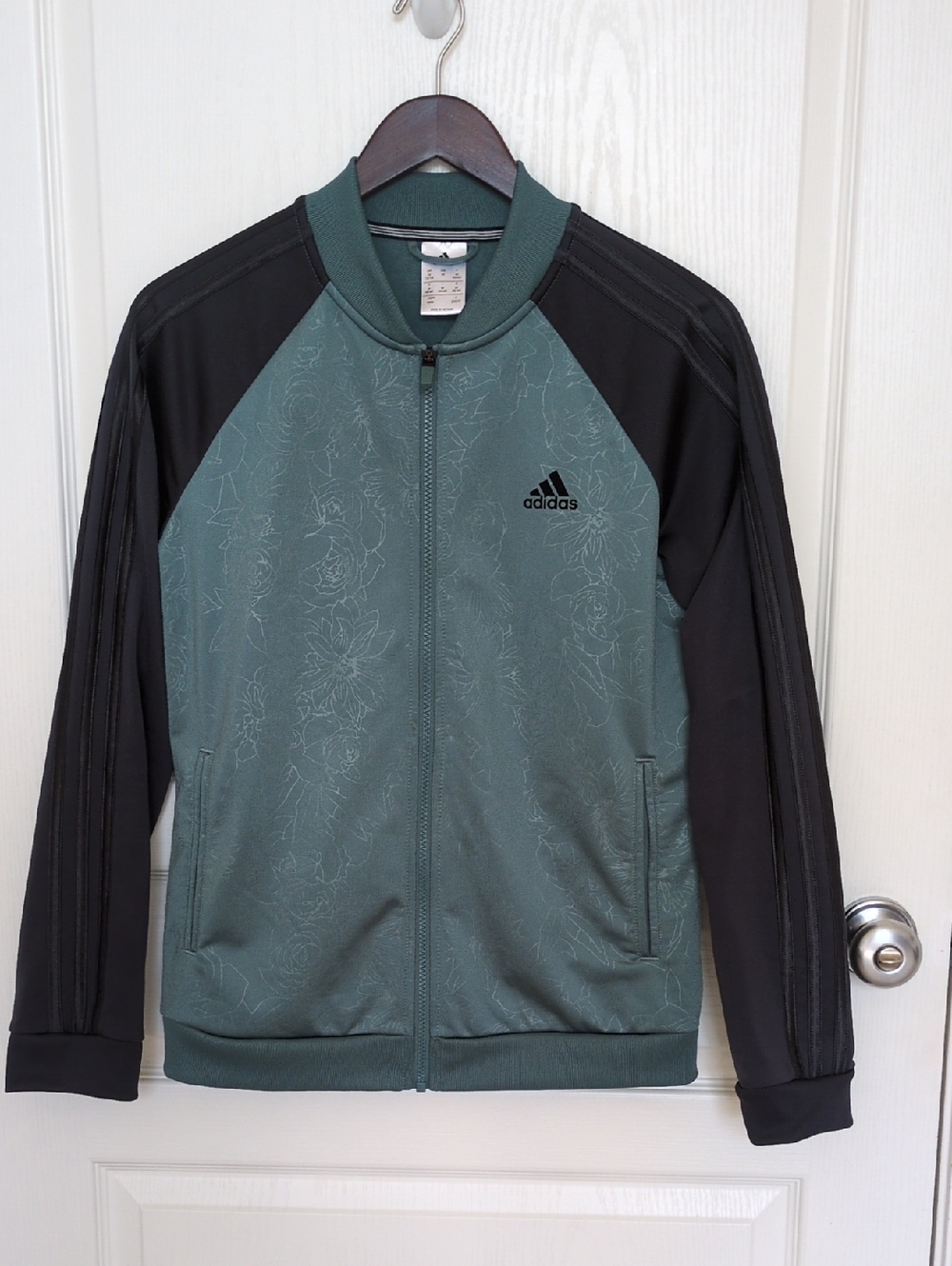 adidas Green and Black Bomber-Style Track Jacket